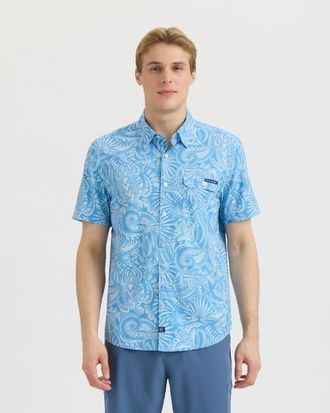 Salt Life Performance Woven Shirt in Azure Blue at Nordstrom, Size Xx-Large