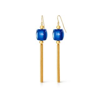 Gold & Honey Womens Tassel Bead Drop Earrings In Lapis