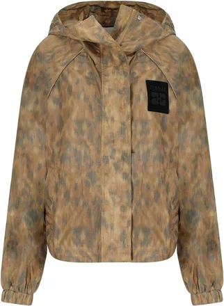 Ganni GIACCA IN NYLON LEOPARDATA GANNI