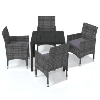 vidaXL Vidaxl - Juego Muebles Jard&iacute;n 5 Pzas Con Cojines Rat&aacute;n Sint&eacute;tico Gris