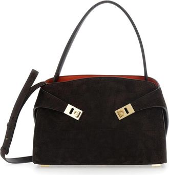 Ferragamo HUG Croco Print Suede - Dames - Handtassen - Bruin - ONE Size - Su&egrave;de - Tassen