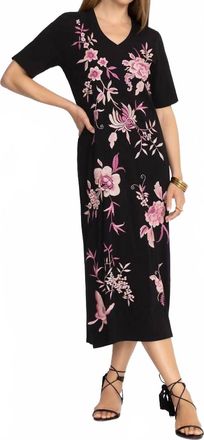 Johnny Was Trapunto V-Neck Knit Dress In Black