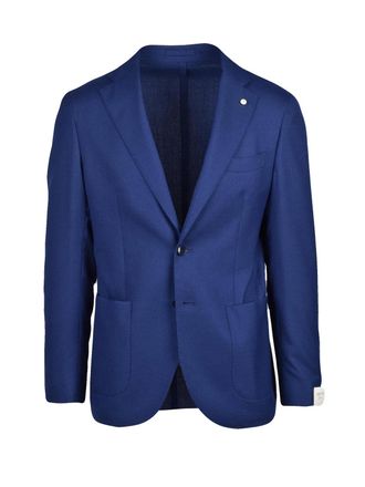 L.B.M. 1911 Unlined Royal Blue Wool Blazer With Rounded Design