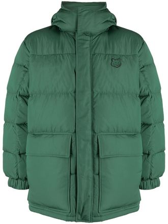 Maison Kitsuné Hooded Puffer In Nylon With Tonal Fox Head Patch Clothing