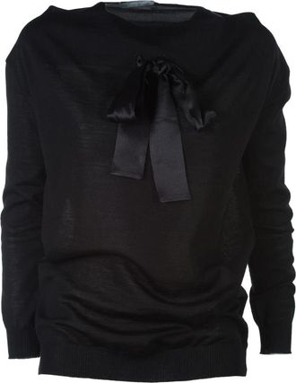 Alberta Ferretti Zwarte Sweater voor Stijlvolle Look - Dames - Ronde hals truien - Zwart - M - Truien & Vesten