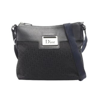 Dior Pre-owned Cross Body Bags, female, Black, Size: ONE SIZE Pre-owned Street Chic Trotter Canvas Leather Shoulder Bag