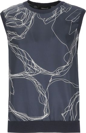 Fabiana Filippi Blue Silk Printed Cotton Sweater