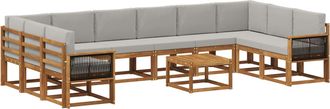 vidaXL Conjunto De Sof&aacute;s De Exterior 11 Uds. Natural Y Gris Claro Vidaxl