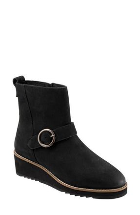Softwalk Westland Platform Wedge Bootie in Black Nubuck at Nordstrom, Size 10.5
