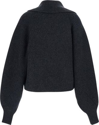 Balmain Womens Grey Wool Sweater With Wrap Effect Tops Top