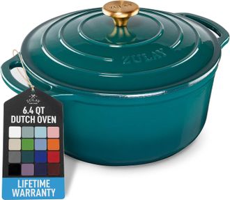 Zulay Kitchen 6 Quart Enameled Cast Iron Dutch Oven Pot with Lid - Premium Durability & Oven Safe up to 500&deg;F
