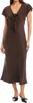 Fifteen Twenty Emmeline Tie Front Bias Dress In Brown