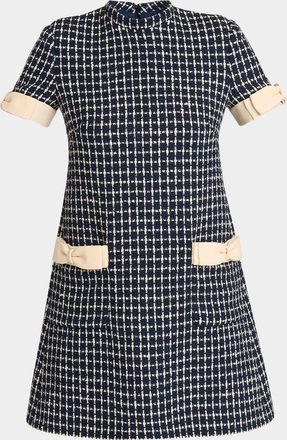 Valentino Garavani Bow-Embellished Boucle Mini Dress