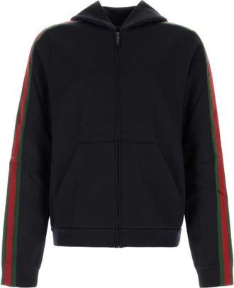 Gucci Zijde en Katoen Sweatshirt - Heren - Vesten met rits - Blauw - M - Katoen - Hoodies & sweatvesten