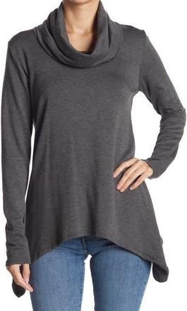 Go Couture Swing Hem Cowl Neck Sweater in Charcoal Print 1 at Nordstrom Rack, Size X-Large
