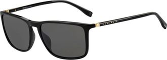 HUGO BOSS Rechthoekige Zonnebril - Heren - Accessoires - Zwart - Maat: 57 MM