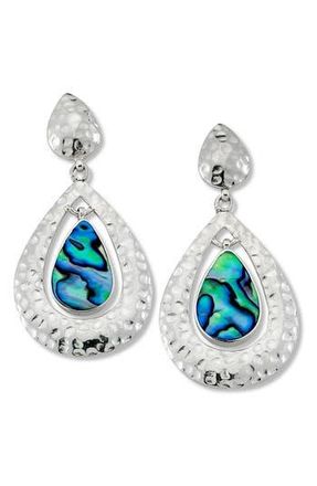 Samuel B. Sterling Silver Abalone Teardrop Earrings in Blue And Green at Nordstrom Rack