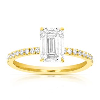 Vir Jewels 2 cttw Emerald Lab Grown Diamond Engagement Solitaire Ring in 14K Yellow Gold For Women