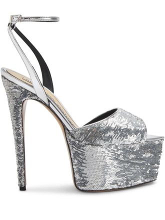 Alexandre Vauthier 160mm sequin-embellished sandals - women - Fabric/Leather/Calf Leather - 39 - Silver