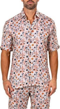Maceoo Galileo Marthy Short Sleeve Button-Up Shirt in Pink at Nordstrom, Size 5