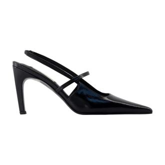 Toteme Schoenen, Dames, Zwart, 38 EU, Leer, Zwarte leren Stiletto Slingbacks