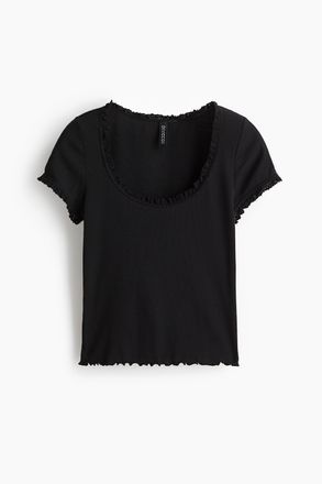 H&M Shirt mit Spitzenborten - Schwarz