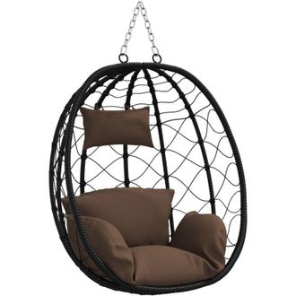 vidaXL Silla Huevo Colgante Caf&eacute; 91.5 X 60 X 110 Cm Rat&aacute;n Sint&eacute;tico Vidaxl