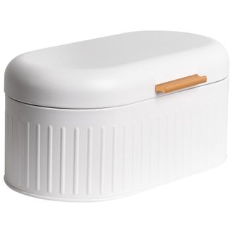 Beliani Panera De Metal Con Tapa Decorativa 33 X 17 X 16 Cm Cocina Blanca Douceur