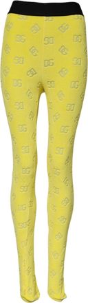 Dolce & Gabbana Womens Logo-Patterned Cotton Leggings Yellow