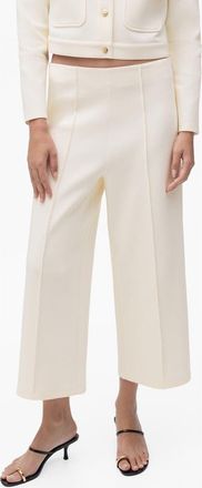 Mango Wide Leg Crop Pants in Ecru at Nordstrom, Size X-Small