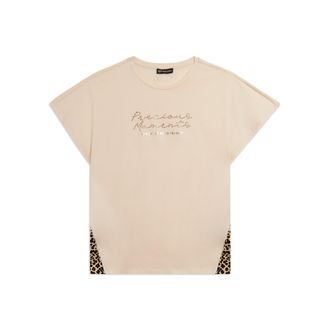 Freddy T-shirt Manica Corta con Inserti Animalier e Dettagli in Borchie