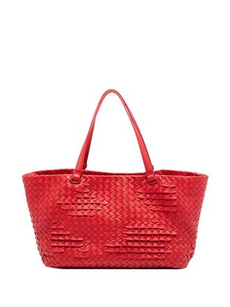 Bottega Veneta 2012-2025 Nappa Intrecciato Ruffle tote bag - women - Nappa Leather - One Size - Red