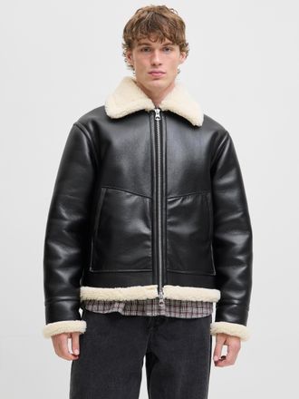 Jack & Jones Bomberjacke JACK & JONES JORLIVERPOOL AVIATOR JACKET SN, Herren, Gr. XL, schwarz, Web, Obermaterial: 100% Polyester, unifarben, regular fit, Jacken Bo