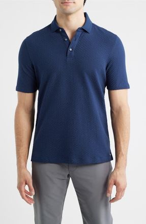 Johnston & Murphy Tilson Textured Performance Polo in Navy at Nordstrom, Size Xx-Large