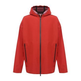 Bottega Veneta Light Jackets, male, Red, Size: XS Water-repellent Windbreaker Jacket with Drawstring