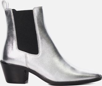 Dune London Womens Pexas Leather Western Chelsea Boots in Silver - Size UK 5