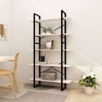 vidaXL Libreria a 5 Ripiani Bianca 100x30x175 cm in Legno di Pino - Vidaxl