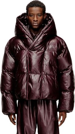 Diesel Hooded puffer jacket in burgundy - Winter Jackets - Man - Red