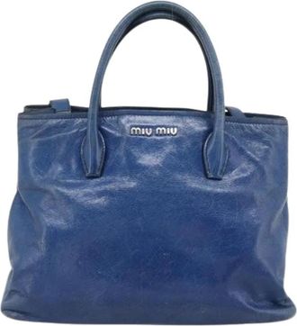 Miu Miu Pre-owned Tote Bag - Dames - Vintage Shopper - Blauw - ONE Size - Leer - Vintage