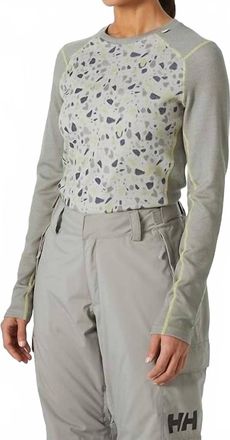 Helly Hansen Womens Lifa Merino Midweight Graphic Crew Top In Terrazzo Granite