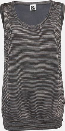 M Missoni Dark Teal Blue Patterned Knit Sleeveless Top