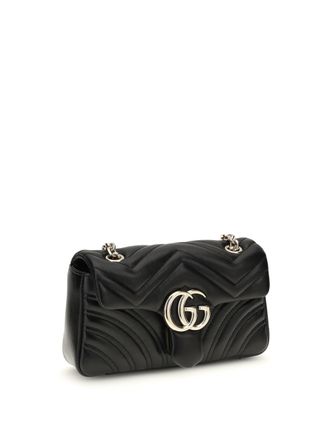 Gucci Womens Gg Marmont Small Shoulder Bag Black Lamb Ovis Aries Handbags Hand