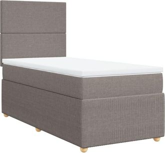 vidaXL Cama Box Spring Con Colch&oacute;n Tela Gris Taupe 100x200 Cm Vidaxl