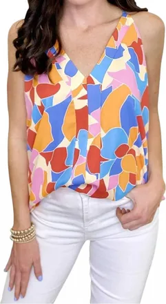 Adrienne Roxy Panel Front Tank Top In Primary