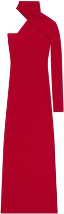 Courr&egrave;ges Red One Shoulder Maxi Dress