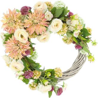 Creative Displays Inc. Handmade Faux 26In Spring Wreath With Dahlias & Ranunculus