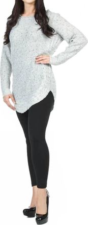 Papillon Heathered Shirt Hem Sweater In Light Grey