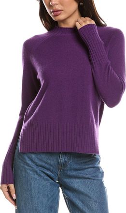 Fort&eacute; Cashmere Hi Low Rib Trim Funnel Neck 100% Cashmere Sweater