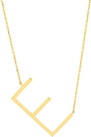 MAX + STONE Solid 10K Yellow or White Gold Initial Pendant Necklace 16-18 inch Cable Chain