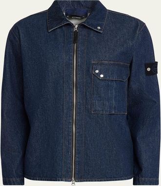 Stone Island Mens Denim Full-Zip Shirt Jacket